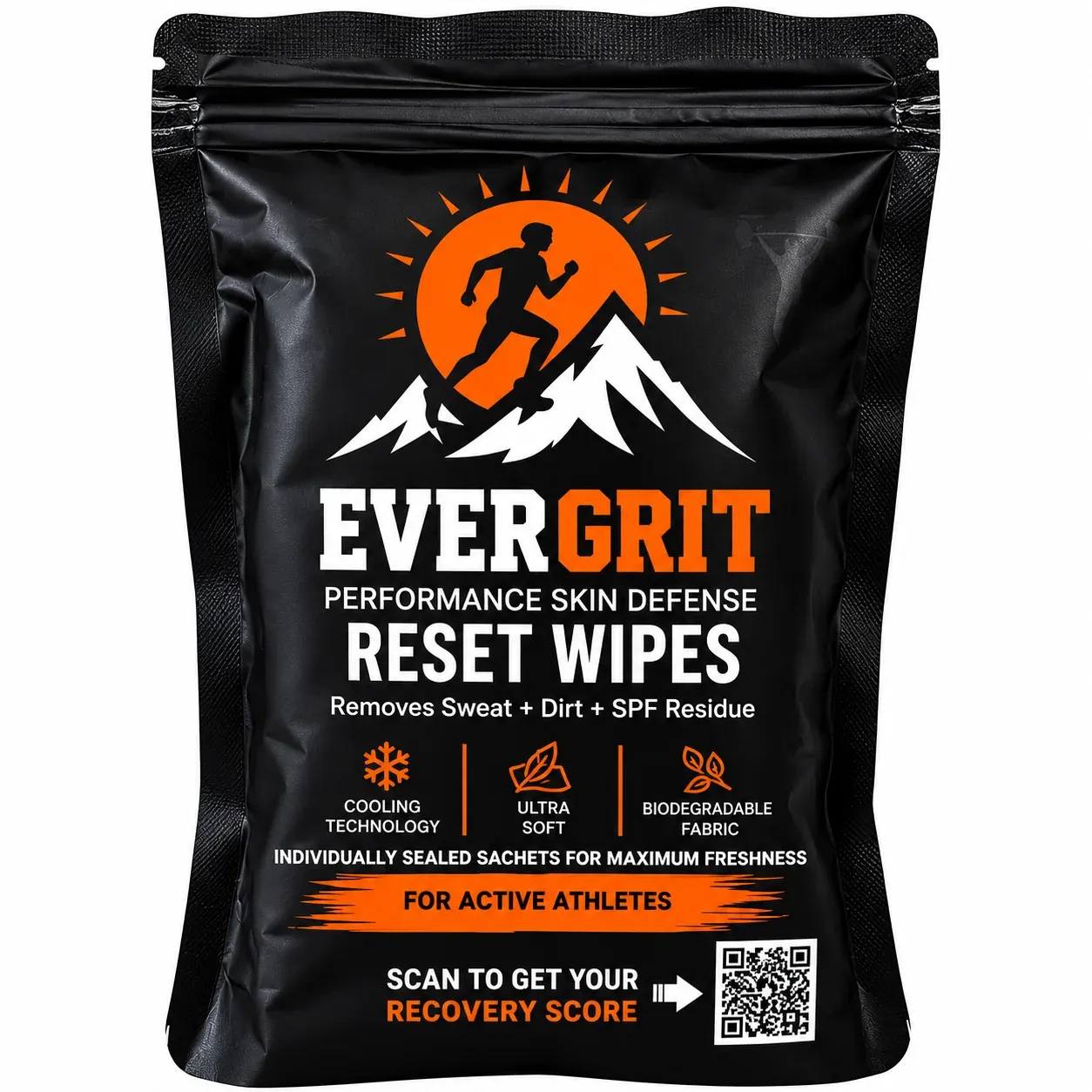 EVERGRIT Reset Wipes pouch — front
